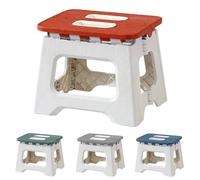 GGesii Taburete Plegable, 170 cm Taburete Plegable Multiusos, Taburete Plegable Pequeño, para Cocina, Baño, Comedor, Oficina, Jardín, Camping (Tamaño Mediano, Rojo y Blanco)