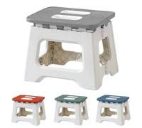 GGesii Taburete Plegable, 170 cm Taburete Plegable Multiusos, Taburete Plegable Pequeño, para Cocina, Baño, Comedor, Oficina, Jardín, Camping (Tamaño Mediano, Gris y Blanco)