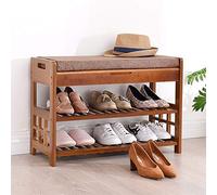 GGFHH Banco Zapatero Entrada Recibidor,Resistente Armario Zapateros en Madera con Asientos Acolchado e 2 Estantes para Entrada Pasillo Sala de Estar Dormitorio,Ahorro Espacio 90x29.5x49