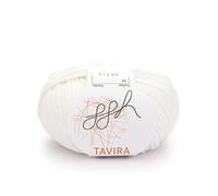 ggh Tavira - 100% algodón - Longitud 80 m sobre 50 g - Grosor de aguja 4-5 - Lana adecuada para punto o ganchillo - Color 010 - blanco crema