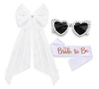 GgiAvbn Bride To Be Velos de Novia Juego de 3 Piezas 45 cm con Perlas Velos para el Cabello Gafas Faja Jga Accesorios Mujeres Jga Decoración para despedida de soltera Fotos de Novia