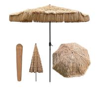 Ggipxalatyr Sombrilla De Paja De Plástico Artificial Φ270cm De Gran Tamaño Sombrilla De Terraza Sombrilla De Jardín con Manivela, para Playa Jardín Patio Exterior Terraza Balcón
