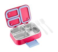 GGLIGHTS Fiambrera Bento Acero Inoxidable con 3 Compartimentos Apto para Lavavajillas Bento Lunch Box A Prueba De Fugas Sin BPA con Cubiertos Portátiles Sistema Lonchera Bento Box to Go, Pink