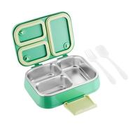 GGLIGHTS Fiambrera Bento Acero Inoxidable con 3 Compartimentos Apto para Lavavajillas Bento Lunch Box A Prueba De Fugas Sin BPA con Cubiertos Portátiles Sistema Lonchera Bento Box to Go,Green