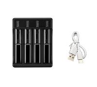 Ggnaxivs Cargador RáPido 18650 con Cable Tipo C Cargador Inteligente de BateríA de Litio de 4,2 V para BateríA 14500 26650 18650, 4 Ranuras