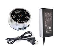 Ggnaxivs Fuente de AlimentacióN para Tatuajes -2 Fuente de AlimentacióN Voltaje Colorido con Adaptador para Bobina y MáQuina de Tatuaje Rotativa, Plata, Enchufe de la UE