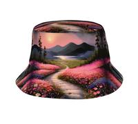 GGNKDL A Path Full of Flowers Prints Sombrero de verano para viajes al aire libre, un sombrero de playa adecuado tanto para hombres como para mujeres, color negro