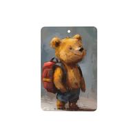 GGNKDL Ambientador rectangular de 6 piezas con diseño de oso que viaja por el mundo con accesorios colgantes para coche