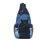 GGNKDL Bear Bathing Under The Stars Prints Cross - Bolsa de hombro adecuada para hombres y mujeres, adecuada para bolsas de fitness y viajes de senderismo