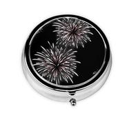GGNKDL Blooming Romantic Fireworks Prints - Pastillero redondo con 3 compartimentos para almacenamiento de pastillas y viajes portátiles