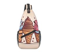 GGNKDL Bolsa de hombro cruzada con estampado de cono de helado de dibujos animados, adecuada para hombres y mujeres, adecuada para bolsas de fitness y viajes de senderismo