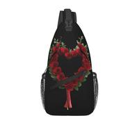 GGNKDL Bolsa de hombro cruzada con estampado de ramo en forma de corazón adecuada para hombres y mujeres, adecuada para bolsas de fitness y viajes de senderismo