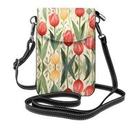 GGNKDL Bolso cruzado con estampado de tulipanes con ilustración de tulipán, bolsa para teléfono móvil, cartera pequeña para mujer, un regalo práctico adecuado para salir, hacer ejercicio y ir de