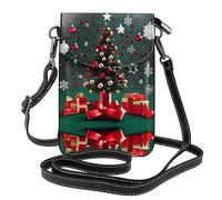 GGNKDL Bolso cruzado redondo con estampado de árbol de Navidad, bolsa para teléfono móvil, cartera pequeña para mujer, un regalo práctico adecuado para salir, hacer ejercicio y ir de compras