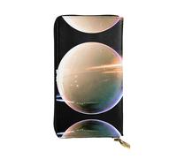 GGNKDL Cartera de mano larga de cuero con impresión de bolas de cristal redonda para mujer, bolsa de gran capacidad con cremallera para tarjetas de crédito