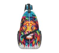 GGNKDL Divertida bolsa de hombro cruzada con estampado de león adecuada para hombres y mujeres, adecuada para bolsas de fitness y viajes de senderismo