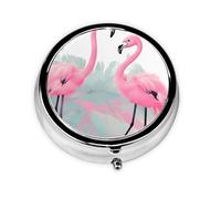 GGNKDL Flamingo Prints - Pastillero redondo con 3 compartimentos para almacenamiento de pastillas y viajes portátiles