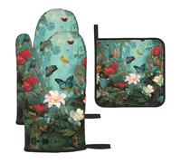 GGNKDL Flowers in The Rainforest - Juego de tres piezas para hornear, adecuado para cocina, grueso y duradero, buen aislamiento, adecuado para cocina y hornos microondas