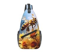 GGNKDL Flying Bees Daisy Honey Prints - Bolsa de hombro cruzada adecuada para hombres y mujeres, adecuada para bolsas de fitness y viajes de senderismo