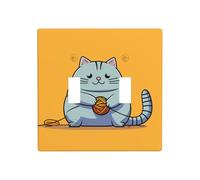GGNKDL Gato jugando con impresión de bola de cuerda, panel decorativo de pared adecuado para zonas residenciales y comerciales de 4.5 x 4.5 pulgadas