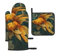 GGNKDL Goldfish in The Vortex Printing Baking - Juego de tres piezas, adecuado para cocina, grueso y duradero, buen aislamiento, adecuado para cocina y hornos microondas