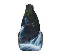 GGNKDL Gran bolsa de hombro cruzada con estampado de cascada adecuada para hombres y mujeres, adecuada para bolsas de fitness y viajes de senderismo