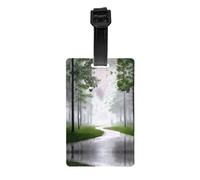 GGNKDL Las etiquetas de equipaje y las etiquetas de bolsa de viaje con estampado de bosque fresco después de la lluvia son adecuadas tanto para hombres como para mujeres para evitar el equipaje
