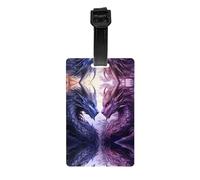GGNKDL Las etiquetas de equipaje y las etiquetas de bolsa de viaje con estampado de dragones morados y wirte son adecuadas tanto para hombres como para mujeres para evitar el equipaje