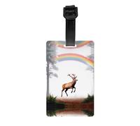 GGNKDL Las etiquetas de equipaje y las etiquetas de bolsa de viaje con estampado de Elk Running Under The Rainbow son adecuadas tanto para hombres como para mujeres para evitar el equipaje