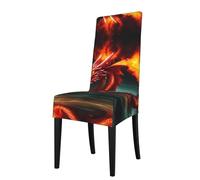 GGNKDL Las fundas para sillas de restaurante Dragon King in Fire Prints son desmontables, súper elásticas y lavables, adecuadas para cocinas