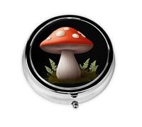 GGNKDL Mushroom Cottage Prints - Pastillero redondo con 3 compartimentos para almacenamiento de pastillas y viajes portátiles