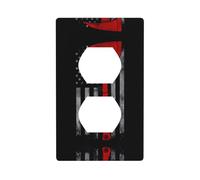 GGNKDL Panel de pared con diseño de bandera de línea roja de hacha de bombero, cubierta de alimentación doméstica duradera para enchufes e interruptores decorativos