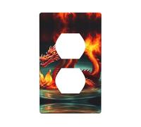 GGNKDL Panel de pared de doble enchufe con impresión de Dragon King in Fire, cubierta de alimentación doméstica duradera para enchufes e interruptores decorativos