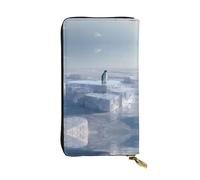 GGNKDL Penguin on the ice cube of love printing - Cartera larga de piel para mujer, gran capacidad, con cremallera para tarjetas de crédito