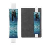 GGNKDL Portalápices de cuero con diseño de mar azul profundo para diarios de tapa dura, diarios, planificadores, bolsa de correa ajustable