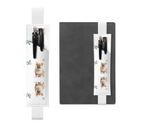 GGNKDL Portalápices de cuero con diseño de perro gordo y mariposa pequeña para diarios de tapa dura, diarios, planificadores, bolsa de correa ajustable, White, Talla única