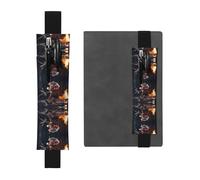 GGNKDL Portalápices de cuero con diseño de rosas marchitas para diarios de tapa dura, agendas, agendas, bolsa de correa ajustable, Black, Talla única