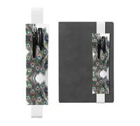 GGNKDL Portalápices de cuero con hermoso patrón de plumas de pavo real para diarios de tapa dura, diarios, planificadores, bolsa de correa ajustable