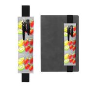 GGNKDL Portalápices de cuero con patrón de fresa y limón para diarios de tapa dura, agendas, agendas, bolsa con correa ajustable, Negro, One Size