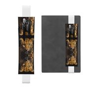 GGNKDL - Portalápices de piel con diseño de leopardo de ojos profundos para diarios de tapa dura, diarios, planificadores, bolsa de correa ajustable, White, Talla única