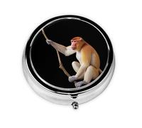 GGNKDL Proboscis Monkey Prints - Pastillero redondo con 3 compartimentos para almacenamiento de pastillas y viajes portátiles