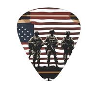 GGNKDL Púa de guitarra patriótica de soldados militares estadounidenses, 12 piezas con tres combinaciones de púas de grosor adecuadas para bajo y ukelele