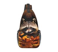 GGNKDL Raccoon in The Fall Tree Hole Prints Cross bandolera adecuada para hombres y mujeres, adecuada para bolsas de fitness y viajes de senderismo