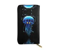 GGNKDL Robo-Jellyfish Pulse Printing - Cartera larga de piel para mujer, gran capacidad, con cremallera para tarjetas de crédito