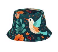 GGNKDL Sombrero de pescador con estampado de colibrí volador para verano, al aire libre, para viajes, un sombrero de playa adecuado tanto para hombres como para mujeres, color negro