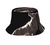 GGNKDL Sombrero de pescador de verano con estampado de lobo en el césped, para viajes al aire libre, un sombrero de playa adecuado tanto para hombres como para mujeres, color negro