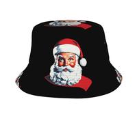 GGNKDL Sombrero de pescador de viaje de verano con estampado de Papá Noel cumpliendo sus deseos, un sombrero de playa adecuado tanto para hombres como para mujeres, color negro
