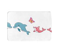 GGNKDL Tapete antideslizante con estampado de delfín travieso para interiores y exteriores, adecuado para entradas de dormitorio y baño, 40,6 x 61 cm