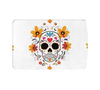 GGNKDL Tapete antideslizante con impresión del Día de los Muertos para interiores y exteriores, adecuado para entradas de dormitorio y baño, 40,6 x 61 cm