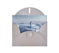 GGNKDL Tarjeta de felicitación con diseño de pingüino en el cubo de hielo de amor, papel nacarado de alta gama con efecto brillante deslumbrante